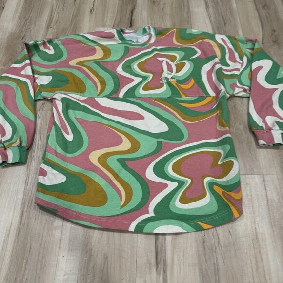 DISNEY  SWIRL PINK, GREEN, WHITE, & ORANGE SPIRIT JERSEY:  Medium M - Picture 2 of 7